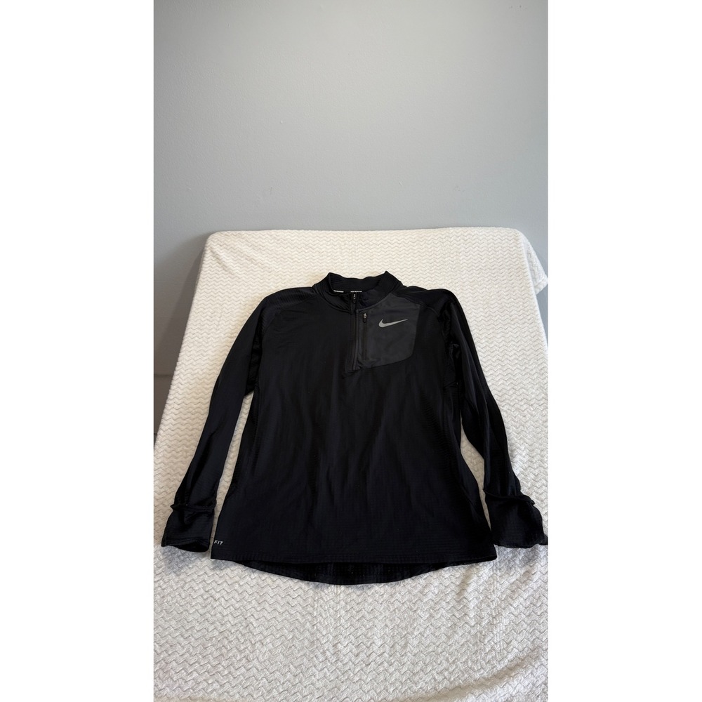 Nike Running Dri-FIT Mens Large Black Half Zip Pullover Training Top 4271